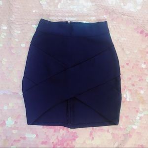 Navy bandage mini skirt